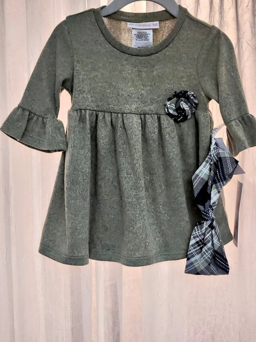 Bonnie Jean Girls Plaid Leggings & Dress Set, S-12mons, NWT